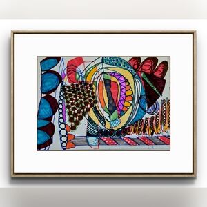 Original Abstract Multicolor Art 9x12